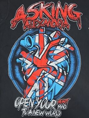 Asking Alexandria | Heart Attack' Union Jack Heart Graphic Band Tee Sz XS